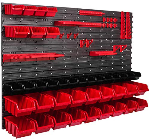 botle Werkstattregal Wandregal 1152 x 780 mm Stapelboxen rot schwarz Werkzeughalter Sichtlagerkästen Regalsystem Schütte Box (ITBNN600x4-U1110-MIX41)