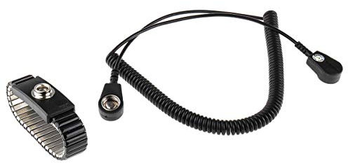 ESD Armband Verstellbar mit Kabel Einadrig, 10mm Druckknopf, 2MΩ, 2m