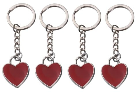 Amosfun 4 Pcs en Forme de Coeur Porte-Clés Coeur Rouge Porte-Clés Décorations Porte-Clés Valentines Fête Faveur