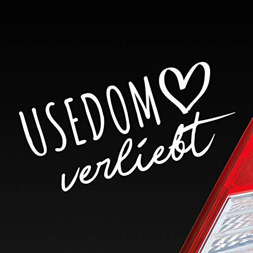 Hellweg Druckerei Usedom verliebt Herz Insel Ostsee Liebe Car Auto Aufkleber Sticker Heckscheibenaufkleber