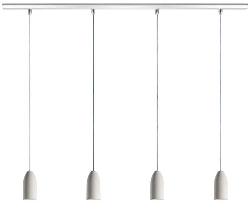 Buchenbusch urban design Pendellampe Esstisch 4 flammig light edition, Pendelleuchte dimmbar mit Textilkabel Blau-Weiss, Lampe Esszimmer hängend