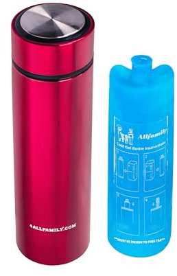 4ALLFAMILY Nomad - Enfriador de insulina para Viaje, 48 Horas, no eléctrico, Aprobado por la TSA, con diseño Ligero, Apto para Viajes aéreos, Reutilizable, Color Rojo Medio para medicamentos