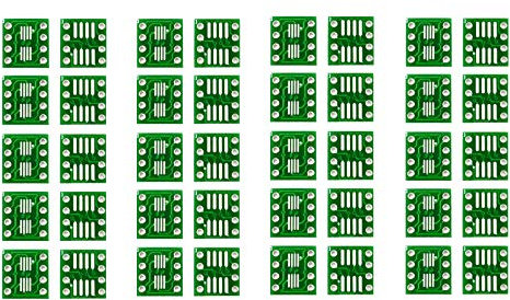 BAAQII 40 Stück SOP8 SO8 SOIC8 SMD auf DIP8 Adapter PCB Board Konverter doppelseitig Grün Transistor Druckknopf Manuell