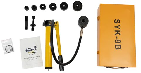 Fetcoi Hydraulischer Blechlocher 8T mit 6 Stanzdüsen (22-60mm) - Profi Knockout-Lochtreiber-Kit für Stahlbleche bis 3mm inkl. Werkzeugkoffer - Ideal für Metallbau & Elektroinstallation