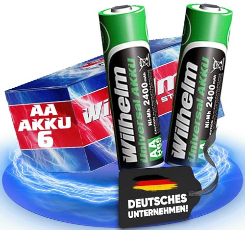 6 x AA Mignon AKKU Wilhelm Universal Batterien wideraufladbar 1,2 V HR06