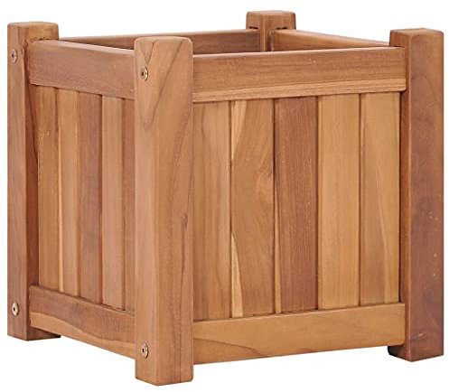 Massivholz Teak Garten-Hochbeet Pflanzkasten Pflanzgefäßen Pflanzkübel Vielseitig Blumenkübel Lattendesign Pflanzbeet Gartendekoration für Gärten Balkone Terrassen 30 x 30 x 30 cm
