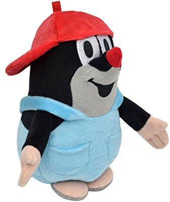 Zdeněk Miler Plüschtier Kuscheltier 16 cm Original Der Kleine Maulwurf mit Rot Baseballmütze und Hose, Stehend Stofftier Schmusetier für Kinder Baby Jungen Mädchen
