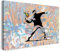 Leinwandbild Banksy Mann wirft Blumen Activism - Modern Street-Art - Moderner Kunstdruck Klein bis Groß XXL - Geschenk Wohnzimmer, Schlafzimmer