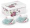 London Boutique Juego de 2 tazas de té y platillos de la tarde, diseño de flores vintage, 200 m, color turquesa