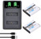DuraPro 2X Batterie LI-92B Battery + LED USB Charger with Type C Port Compatible avec Ricoh DB-110, Ricoh GR III, GR IIIx, Theta X, WG-6, G900; Olympus SH-1, SH-2, SH-50,SH-60,TG-1