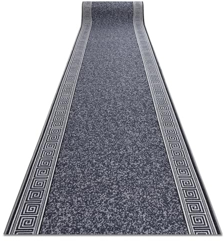 rugsx Läufer Antirutsch GREK - Griechisches Muster in Grau - rutschfeste Matte für Flur, Küche & Eingangsbereich - Teppichläufer 67x1000 cm