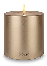 Qult FARLUCE Trend Colour • ∅ 8 cm • Teelichthalter in Kerzenform • Kerze • Kunststoffkerze in Kerzenoptik • Teelichtkerze mit Teelichteinsatz • inkl. 1 Teelicht (Ø 8 x h 9 cm, Cremegold)