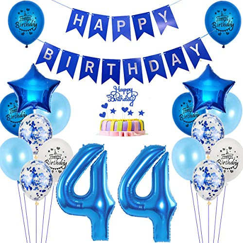 Luftballons 44. Geburtstag deko Mann blau,Folienballon 44 jahre Geburtstag dekoration Männer blau set,happy Birthday 44th Geburtstagsdeko 44 jahre Mann deko Ballon 44 Geburtstag Mann deko