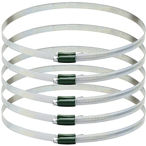 AERZETIX - C63712 - Set di 5 morsetti di serraggio con vite tangente rinforzata 150-180mm - morsetto a striscia non perforata - larghezza 12mm - acciaio zincato - colore argento - ventilazione