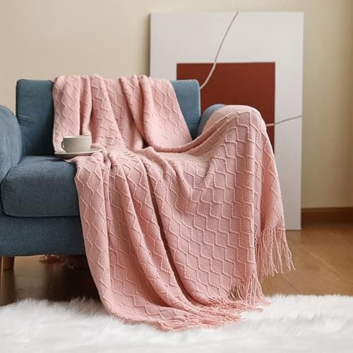 FUNZE Bequeme Plüsch-Wolldecke Nordic Knit Plaid Blanket Super Soft Bohemia Blanket Home Sofa Decor mit Quaste