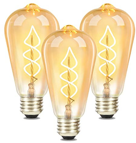 Kowanie Glühbirne E27 LED Warmweiss Vintage - 3er Pack Edison Birne Leuchtmittel Retro 4W Warmweiß 2200K Glühlampe Glas Antike Filament Lampe Dekorative Nostalgie Energiesparlampe für Café Bar
