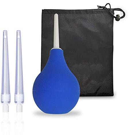 MIVAIUN 160ml Enemas Bulbo para hombres y mujeres, Limpieza de Ducha de Silicona con 2 x silicona Boquilla, Limpieza Recta, Diseño Antirreflujo