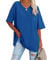 Famulily solide Farbe lose Basic Tee Tops für Frauen Damen halbe Hülse Baseball T Shirt Tops (XXL, Blau)