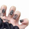 24 pièces/ensemble Faux ongles Ongles en acrylique Ongles couvrants Brillance longue durée Convient aux femmes et aux jeunes filles (Encre Rourke)
