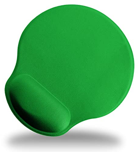 Tapis de souris vert. Base antidérapante en silicone et repose-poignet rembourré. Ergonomique. Réduit la tension du poignet pendant de longues journées de travail ou de loisirs, joueurs, télétravail,