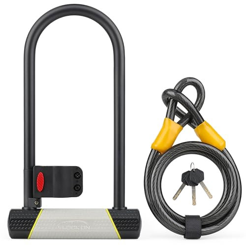 SUNYA candado en U con cable - candado en U para bicicletas, 1 soporte de montaje para bicicleta de carretera bicicleta de montaña bicicleta plegable (grande)