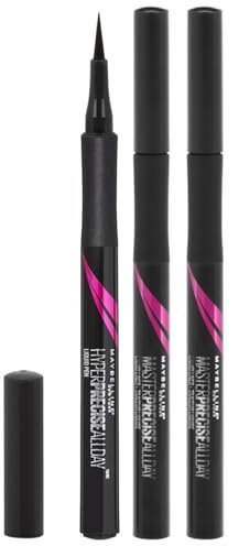 Maybelline Hyper Precise All Day Liner Matte Black, Ultra-Thin Felt Tip Brush for Easy Control, Waterproof and Smudge-Proof, Trio Bundle