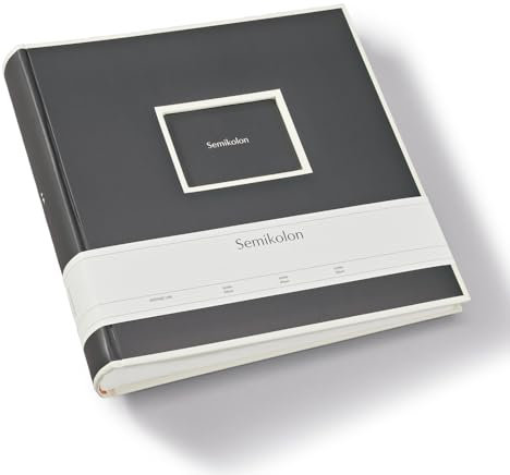 Semikolon 370028 Jumbo Album - 30x30 cm, 100 Seiten cremefarben, für 10x15 Fotos, mit Pergaminpapier - lava stone grau
