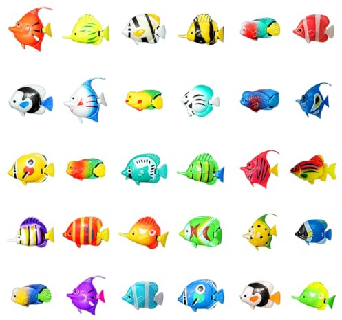 DIYBravo 20 Stücke Künstliche Fische Plastik Deko Multi-Farbe, Tropische Fische Schwimmende Fischfiguren Realistische Ornament für Aquarium Blasen Rohr Zubehör (zufällige Farbe)