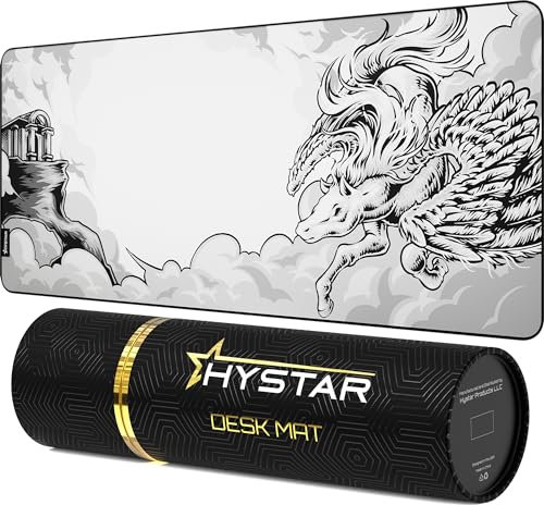 Hystar Tapis de Souris de Jeu étendu | 5 mm d'épaisseur, Surface imperméable, Tissu en Polyester Lisse et Base en Caoutchouc Naturel | Mythic Pegasus (Taille XXL, 91,4 x 40,6 cm)