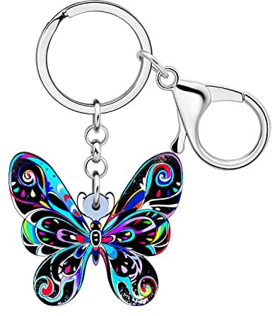 DUOWEI Vivid Acryl Morpho Monarch Schmetterling Schlüsselanhänger Handtasche Charm Ringe Sommer Geschenk für Damen (Ebenholz)