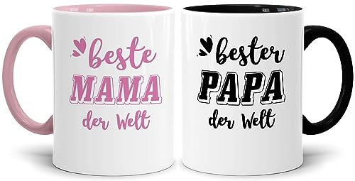 Mama und Papa Geschenke, Beste Mama Bester Papa Tassen Set mit Spruch, Weihnachtsgeschenke für Eltern Mutter und Vater zum Geburtstag, Vatertag, Muttertag, Weihnachten Geschenk (Für Mama Papa)