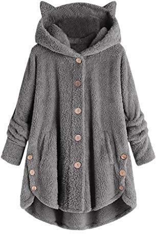 Surttan Felpa con Cappuccio Donna Orecchio Gatto Peloso Felpone Pile Stampato Hoodie Manica Lunga Pullover Fasion Casual Maglione Oversize Tinta Unita Costume Confortevole Calda Invernale Sweatshirt