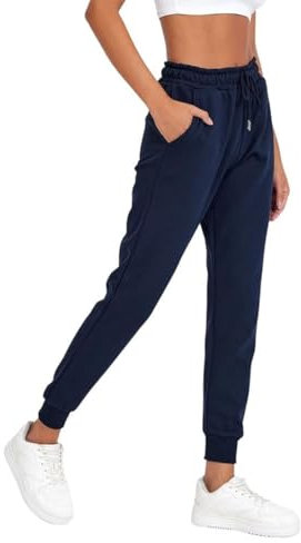 COMEOR Jogginghose Damen - Baumwolle Sporthose Lang Warme Trainingshosen, Frauen Freizeithosen, Sweatpants mit Regular Passform für Fitness, Yoga, Freizeit (Dunkelblau 2XL)
