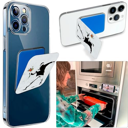 SP StickyPhones Soporte Agarre Dedo Y Tripode De Ventosa para Movil Adhesivo En Espejo Cristal Madera Azulejo Silicona Lavable Reutilizable Coche Mesa Pared TikTok Videos Selfies