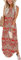 WNEEDU Damen Sommer Kleid Ärmellos Maxi Sommerkleid Strandkleider Lang Leichte Freizeitkleid V Ausschnitt mit Taschen,Neues Boho-Rot L
