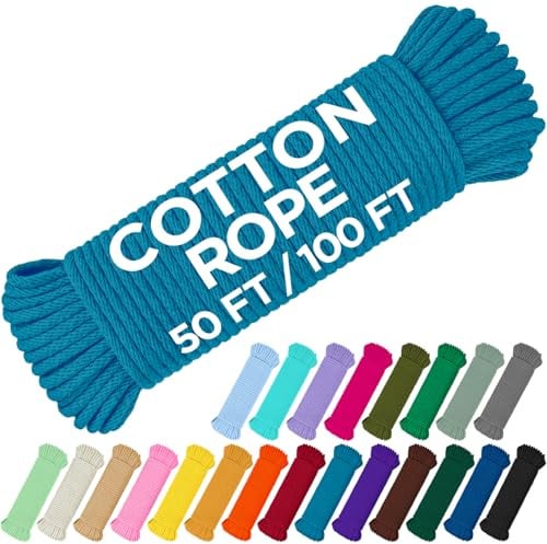 TECEUM Corda di cotone 15 m – 5 mm – Corda multiuso bricolage Azzurro cielo