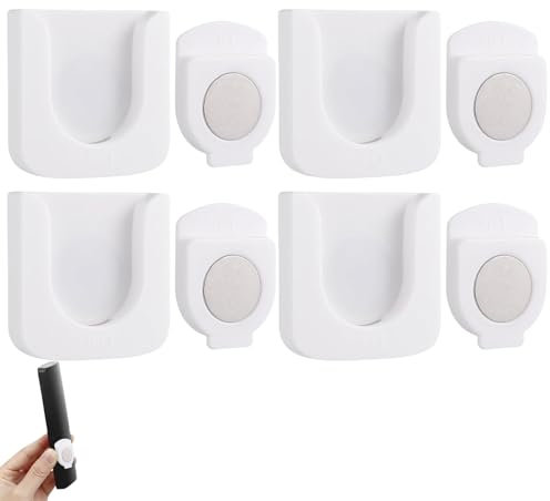 aqlbhz 8 PCS Wall Mounted Remote Control Holder Magnetic Self Adhesive Remote Control Organizer Innovative Slot Design (White)