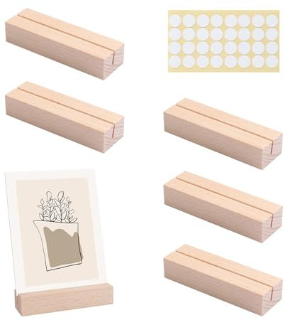 AiQInu 5 stück Tischkartenhalter aus Bambus, Kartenhalter Holz Klein, Kartenständer Postkartenhalter Fotohalter für Hochzeiten
