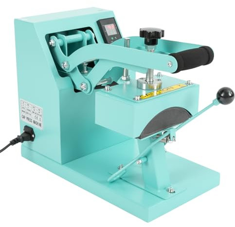 HauTour Kappenpresse Mützenpresse Heat Press Machine 14.2 * 9.6cm Transferpresse Hitzepresse 360 ° Rotation Cap Heat Press Machine mit Digitaler LED-Temperatur- und Zeitcontroller (blau)