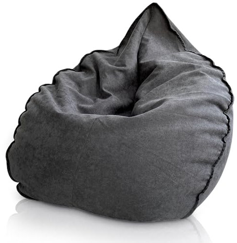 Aiire Relaxo XXL Sitzsack Erwachsene - Luxus Bean Bag Chair mit Füllung für Jungen und Kinder - Bodenkissen Grob, Chill Sessel für Kuschelecke – Gaming Sitzsäcke aus Baumwolle Grau