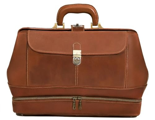 HLC Vintage Leder Aktentasche Arzt Tasche - Stil Handtasche - Echtes Leder Aktentasche - Italienische handgefertigte Medizintasche, Hellbraun, 16 x 7 x 11.5 inches