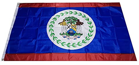 Stormflag Belize-Flagge, 90 x 150 cm, 90 g Polyester, 2 Ösen, 1 Öse in jeder Ecke, aus Metall und Doppelnadel