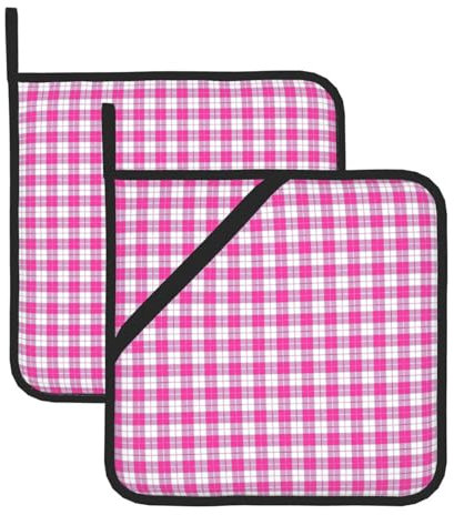 Juego de alfombrillas aisladas con estampado a cuadros rojos, soportes para ollas para cocina, apto para microondas, horno y parrilla al aire libre