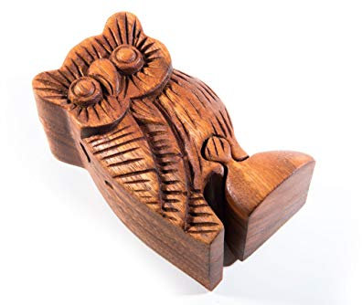 Windalf Geschenkdose Schmuckdose FJÔDOR 11.5 cm Eule Schmuckschatulle Handarbeit Holz