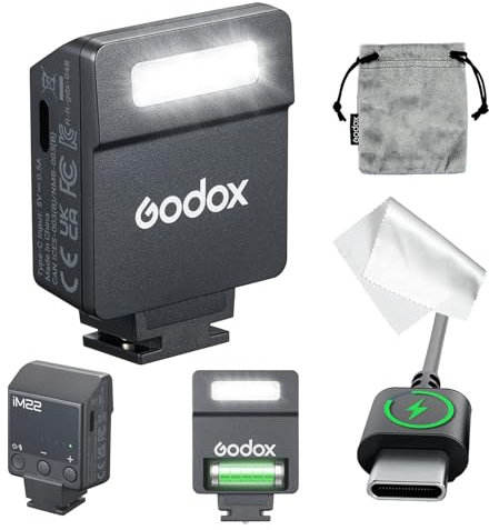 Godox Blitz iM22 Mini Kamera Blitzgerät, Manueller Blitzlicht Speedlite, 5 Leistungsstufen, 440 Blitze bei voller Leistung, Flash Kompatibel mit Ricoh GR III RG iii X, Canon Sony Nikon Fujifilm Pentax