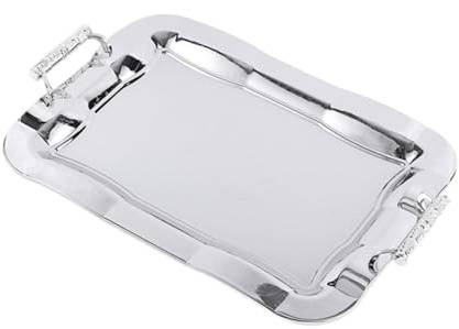 Sharplace Stainless Steel Serving Tray Fruit Tray Decorative Cosmetics Organizer Serving Platter with Handles for Tea Holiday Household