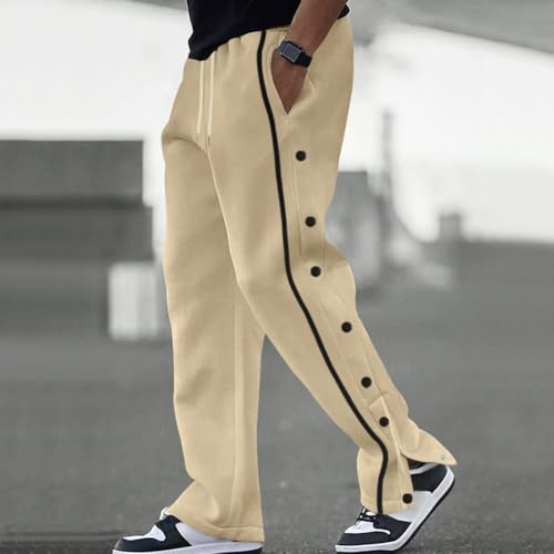 Pantaloni lunghi da uomo alla moda in jacquard patchwork per uscite casual e attività quotidiane (S albicocca)
