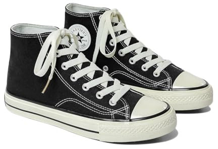 SIUSUMFO Adulto Zapatos De Lona Hombre Sneakers Alta Clásico Zapatillas de Deportivos Running Casuales Zapatos Atléticos 42 EU Negro