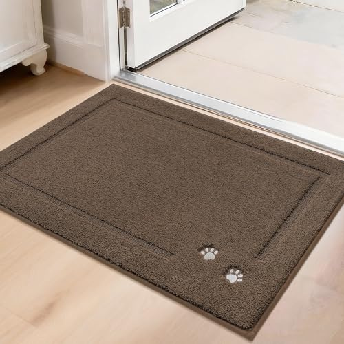 BEQHAUSE Schmutzfangmatte, rutschfest und Schmutzfangend, Braun, 50x80cm | Waschbar Eingang Fussmatte Innen, Polyester, für Front Hintertür, Eingang, Flur, Niedriges Design, Haustierfreundlich