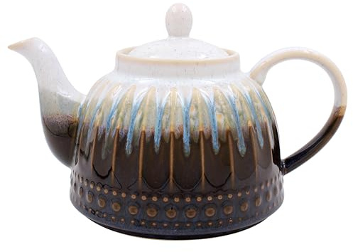 The Leonardo Collection Elements Reactive Glaze Stoneware Tea Pot | Ceramic Stoneware, Easy Pour Spout, Everyday Serving Piece, Ideal for Home and Office Use